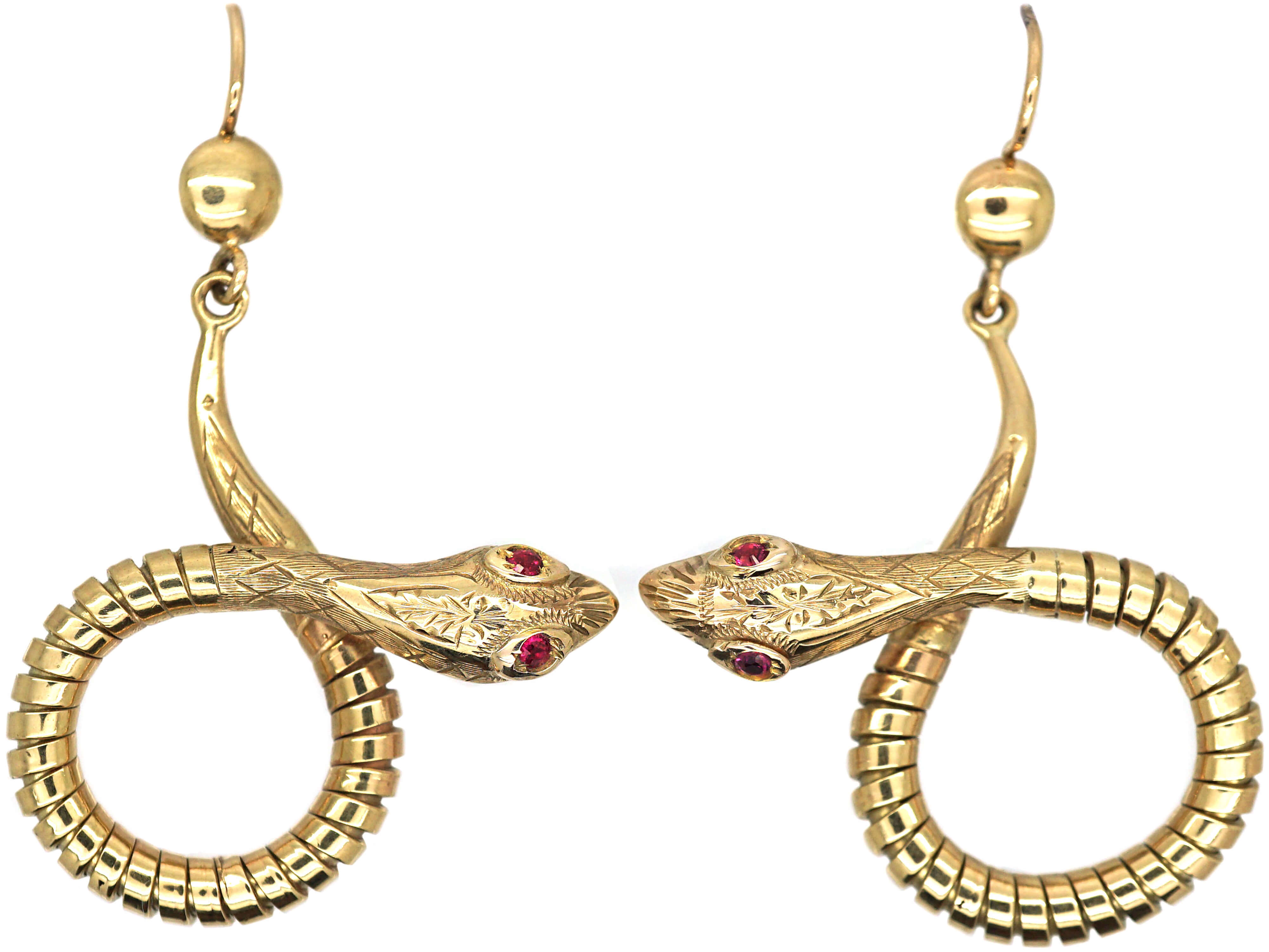 A 9ct Gold Snake Earrings