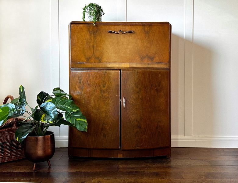 A Walnut cocktail cabinet